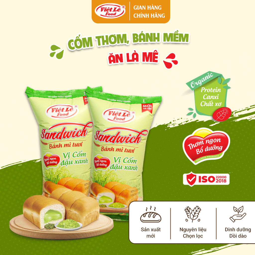 banh mi tuoi sandwich nhan com dau xanh