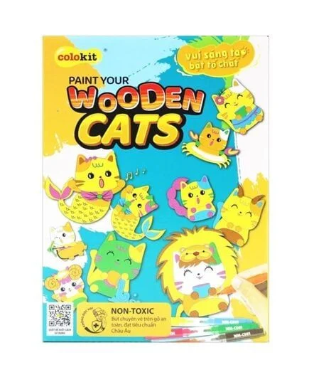 bo tranh go to mau diy paint your wooden cats   colorkit kit c030
