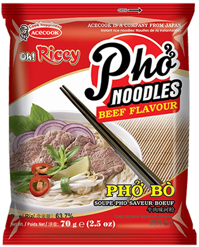 buy acecook oh  ricey pho noodles beef flavour 70g  pack of 24