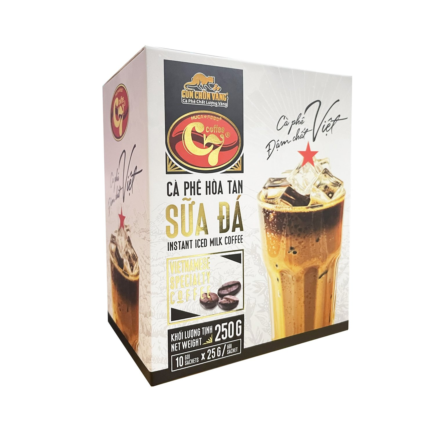 ca phe hoa tan 3in1 vi sua da   con chon vang c7   hop 10 goi x 25g  250g