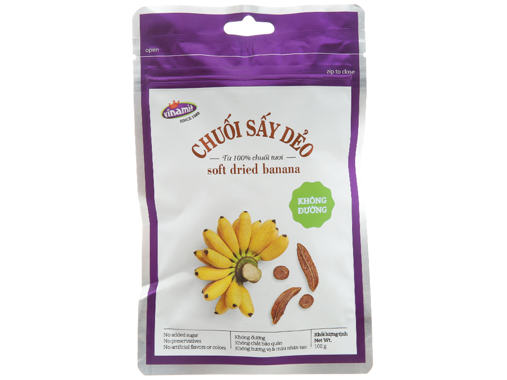 chuoi say deo khong duong vinamit tui 100g