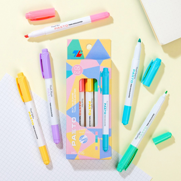 hop but da quang hl 016 mau tim sen pastel xanh ngoc pastel xanh la pastel do pastel vang chanh pastel  5 cay