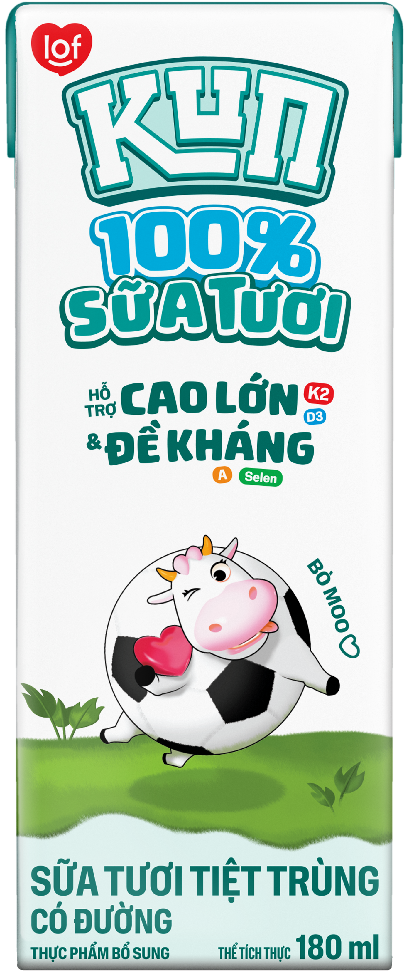 kun sua tuoi 100  co duong 180ml