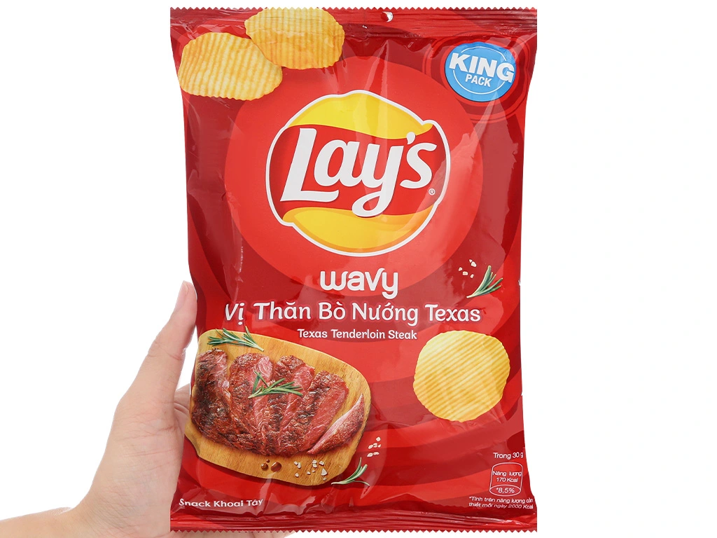 snack khoai tay lay  8217 s wavy vi than bo nuong goi 58g