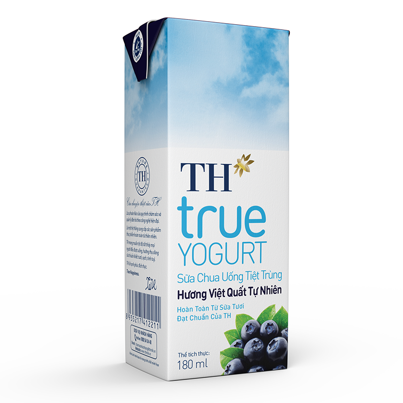sua chua uong tiet trung th true yogurt huong viet quat tu nhien  hop 180 ml