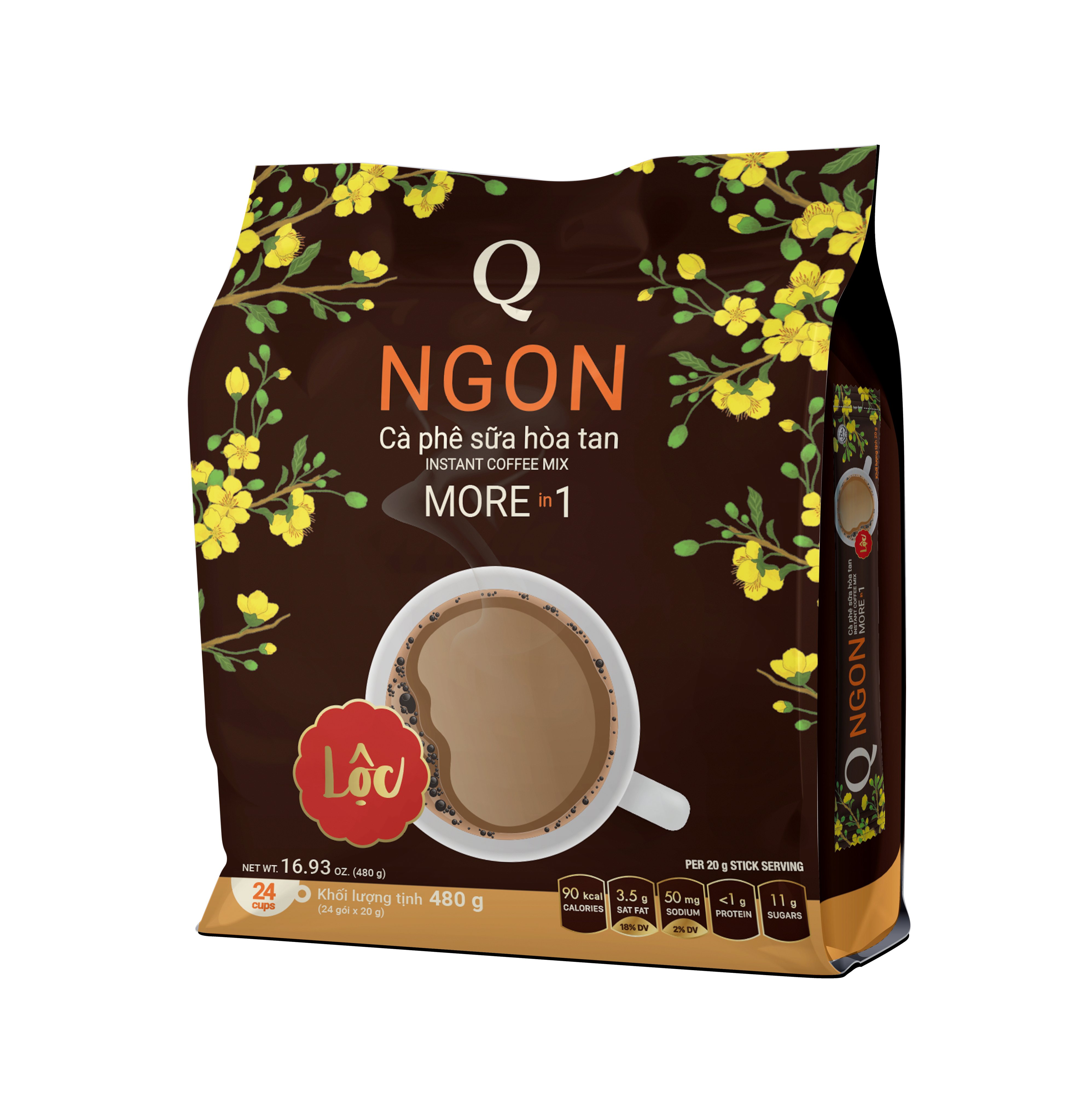 tui ca phe sua hoa tan more in one   ngon 480g