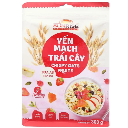 yen mach trai cay sunrise crispy oats fruits 300g